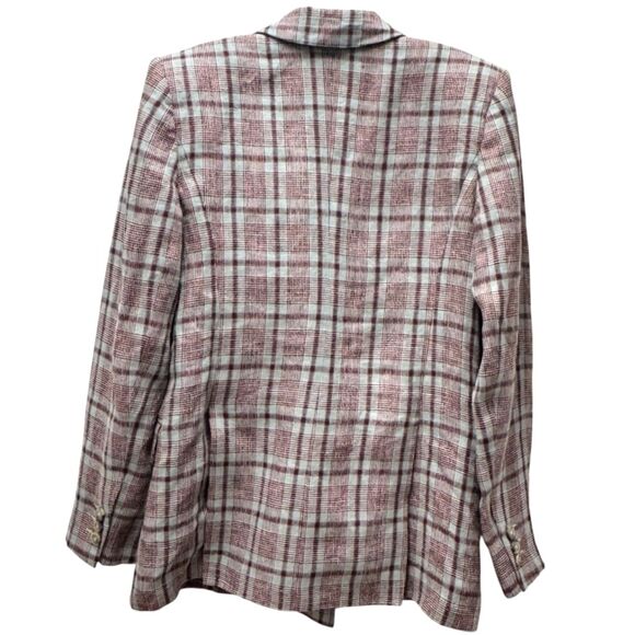 Isabel Marant Etoile Linen Laney Checked Plaid Double Breasted Blazer Size 38 - Picture 2 of 7